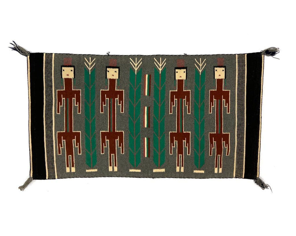 Navajo Pictorial Rug with Yei Figures and Cornstalks c. 1960-70s, 27" x 49.5" (T91660-1221-001)