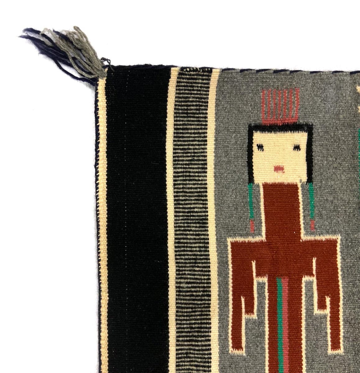 Navajo Pictorial Rug with Yei Figures and Cornstalks c. 1960-70s, 27" x 49.5" (T91660-1221-001) 1