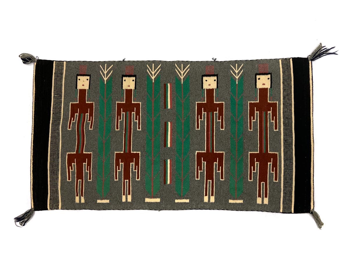 Navajo Pictorial Rug with Yei Figures and Cornstalks c. 1960-70s, 27" x 49.5" (T91660-1221-001) 4