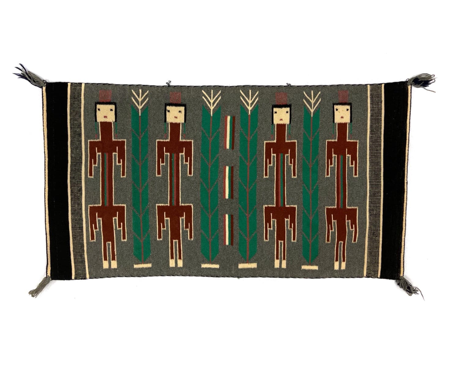 Navajo Pictorial Rug with Yei Figures and Cornstalks c. 1960-70s, 27" x 49.5" (T91660-1221-001) 6