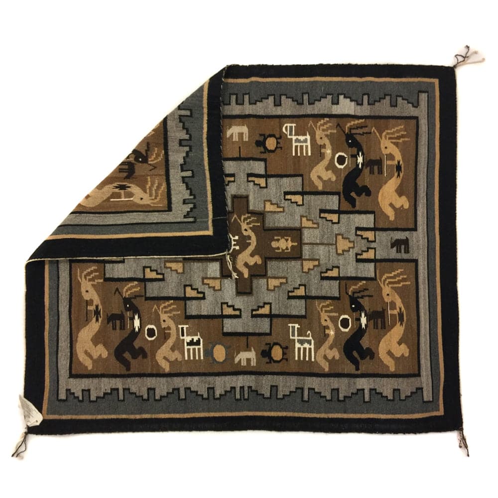 Esther Etcitty - Navajo Two Grey Hills Rug with Kokopelli Figures, Contemporary, 46" x 54" DONATION WILL BE MADE TO BLESSINGWAY (T92308-0318-002)