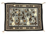 Esther Etcitty - Navajo Two Grey Hills "Kokopelli Flute Player" Pictorial Rug with Yei Dancers, Turtles, Rain Cloud, and Animal Motifs, Contemporary, 45" x 58" DONATION WILL BE MADE TO BLESSINGWAY (T92308-1117-006)
