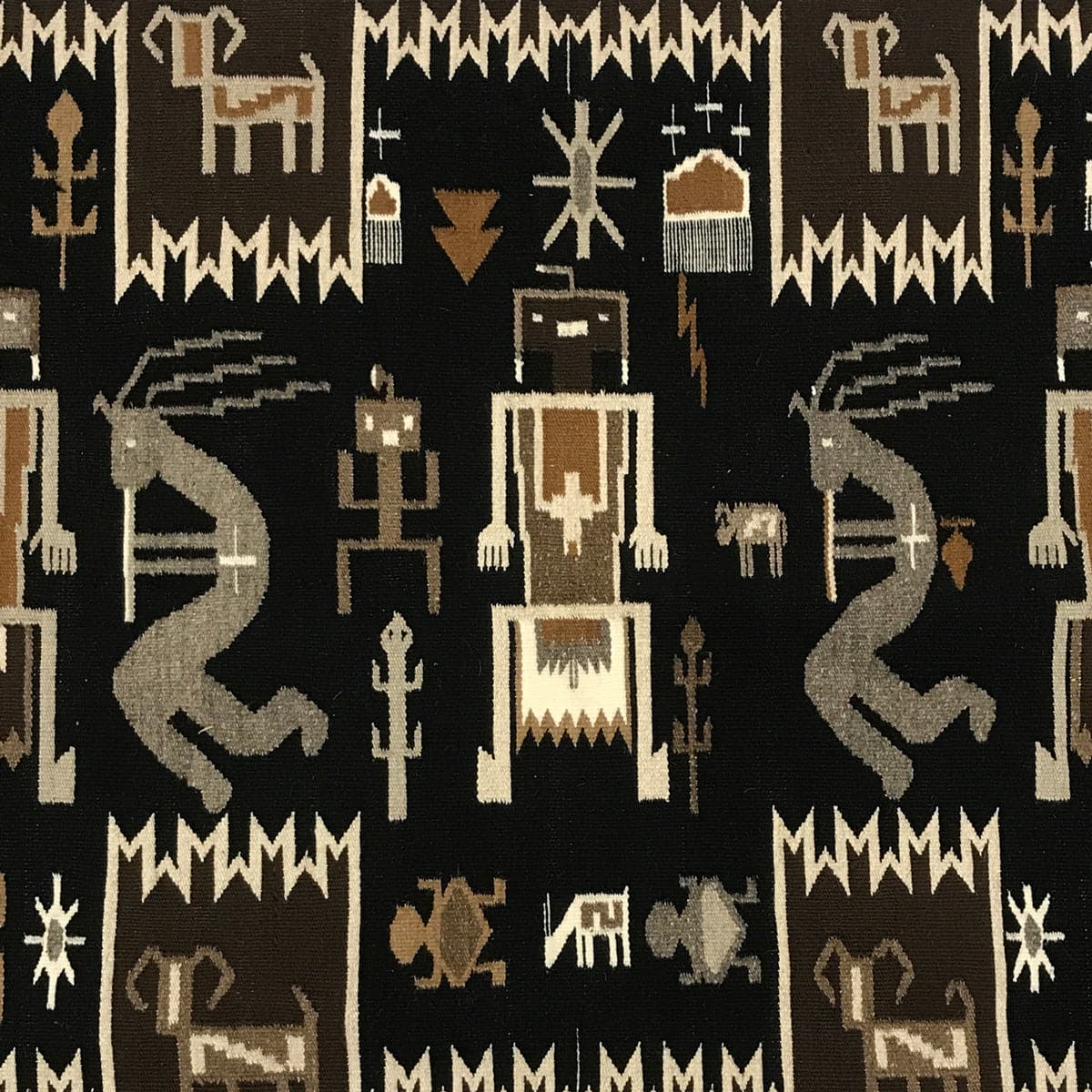 Lovita Etcitty - Navajo Contemporary Rug with Kokopelli Pictorials, 41.75" x 62" (T92308-1120-002) 3
