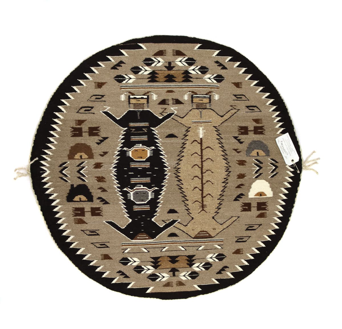 Mary H. Yazzie (d. 2020) - Navajo Contemporary Two Grey Hills Rug, 37" Diameter (T92308-1121-015)