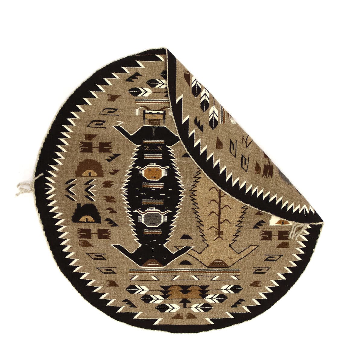 Mary H. Yazzie (d. 2020) - Navajo Contemporary Two Grey Hills Rug, 37" Diameter (T92308-1121-015)3