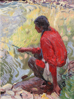 SOLD E.L. Blumenschein (1874-1960) - Taos Indian Fishing